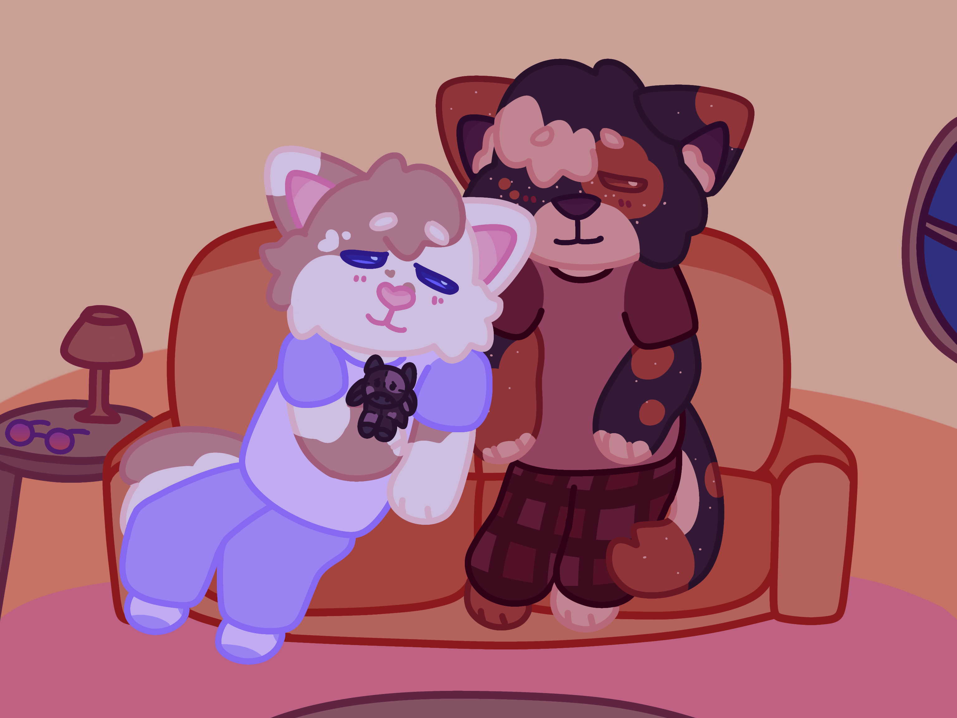 Lumi and Haven sleeping illustration.